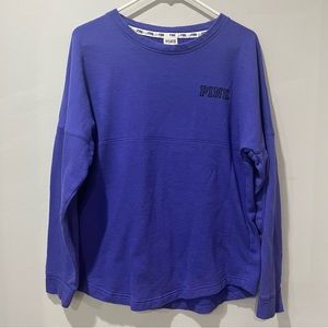 Victoria's Secret‎ Pink Sweatshirt S Purple Crew Neck Logo Love Pink Lightweight